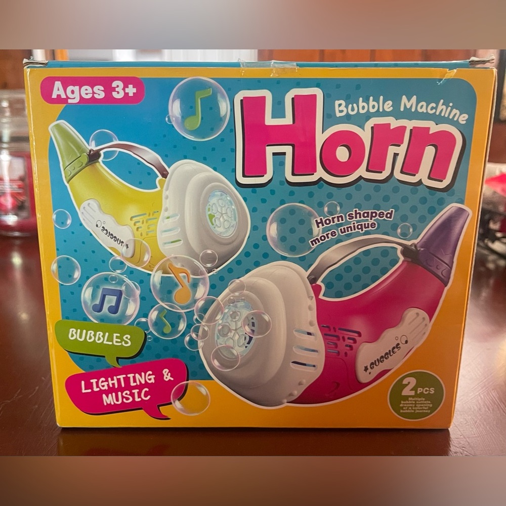 Horn Bubble Machine for Kids - Pink and Yellow